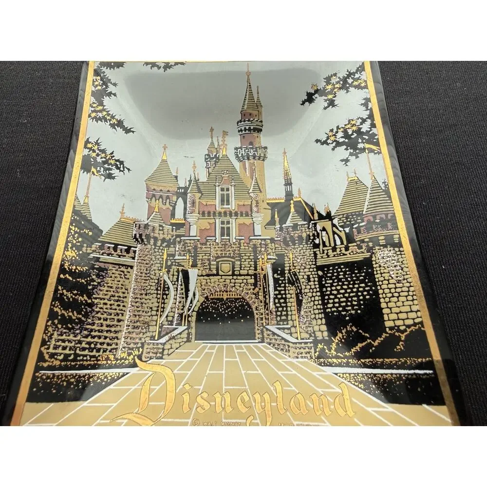 Vintage 1960's DISNEYLAND Castle Ashtray Trinket Tray Glass